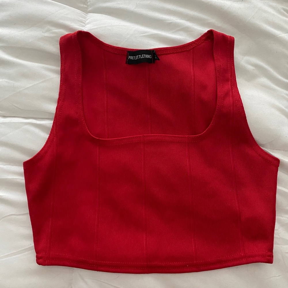 Prettylittlething red crop top